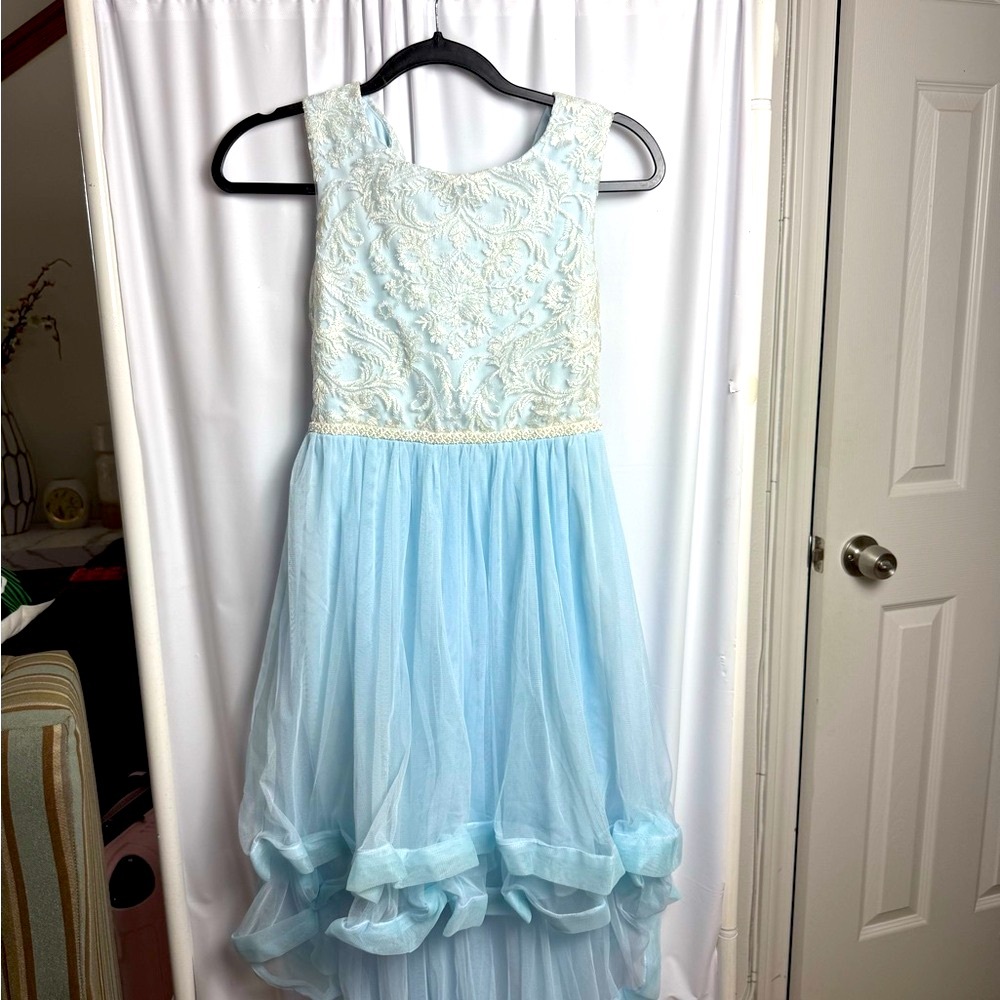 Speechless Light Blue Lace and Tulle Kids Dress